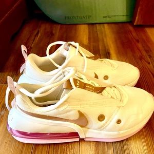 Nike Air Max Up! Only worn once! White/cream w/ pink soles & gold Nike swoosh.